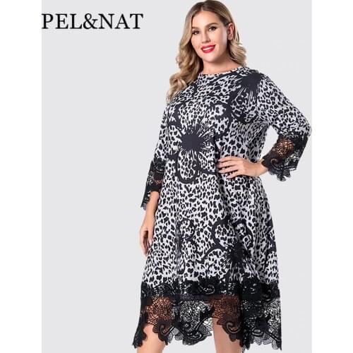 P&N 2021 New Summer Women Dress Lace Plus Size Flower And Dot Print Sleeve Famale Long Dress GL013
