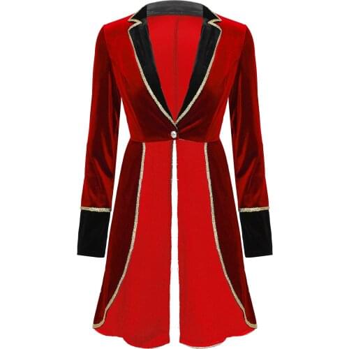 Women Adult Velvet Swallow-Tailed Coat Casual Long Sleeve Lapel Blazers Jacket Female Halloween Carnival Cosplay Party Costume