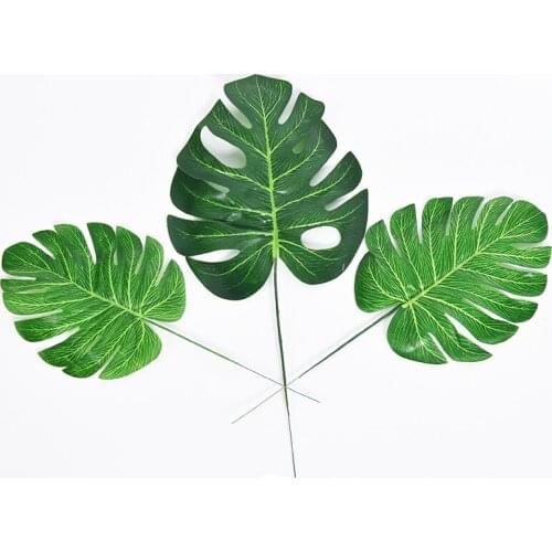 100pcs Artificial Palm Monstera Leaves Green Plants Silk Crafts Gifts Wedding Decorations DIY Home Decorative Fake Flowers