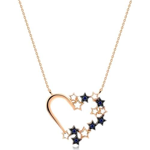 14k Gold Natural Star of My Heart Sapphire Necklace WPN1061RYKS