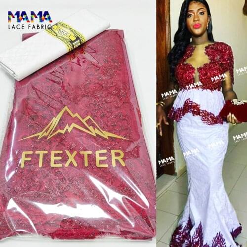 2.5+2.5 Yards 2021 High Quality African Lace Fabric Net Lace With Sequins And Basin Riche Wedding Dress Sequins Material