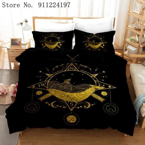 2021 Hot Style Bedding Set 3d Printing 2/3pcs Black Golden Duvet Cover Set Single Twin Double Full Queen King Bedroom Decor