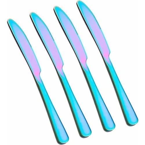 Spklify Rainbow Steak Knives 4pcs Stainless Steel colorful Cutlery Dinnerware Knife Western Tableware Restaurant Kitchen Cutlery
