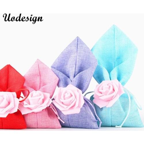 5pcs/lot Jewelry Packaging Wedding Gift Pouch Bags Drawstring Cloth Linen Fabric Christmas Party Favor Gift Bags & Pouches