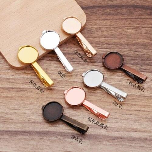 50pcs copper metal 16-18-20mm with round tray tie clips bezel blank cabochon base jewelry blanks settings