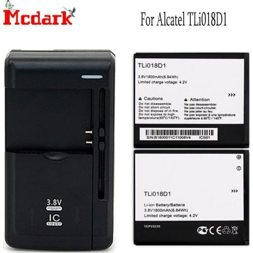 2PCS TLi018D1 Battery for Alcatel one touch Pop D5 Dual 5038x OT5038X Pop 3 5015D OT 5016 5051A 1800mAh+Universal Charger