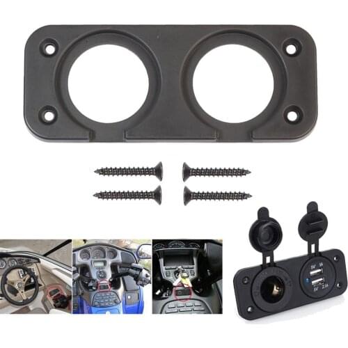 Car Charger Motorcycle Plug Dual Port Car Cigarette Lighter Socket Charger Power Adapter Outlet Mounting Panel Car Accessories