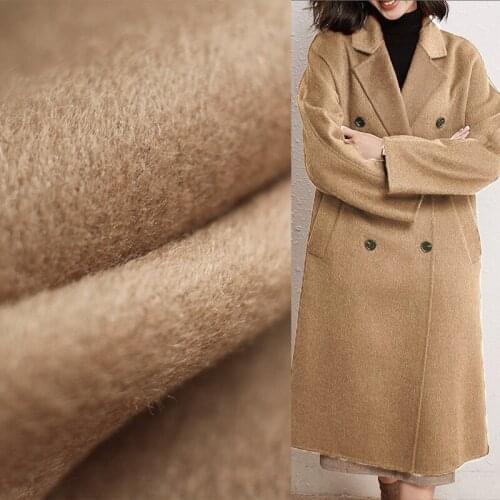 White waxberry 155cm 800g/m Camel Yak Wool double-sided coat woolen fabrics clothes Garment sewing materials Free shipping