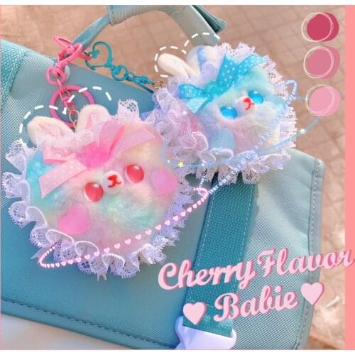 Love key chain bag hanging doll jewelry lolita rabbit Harajuku cute lace bow key chain