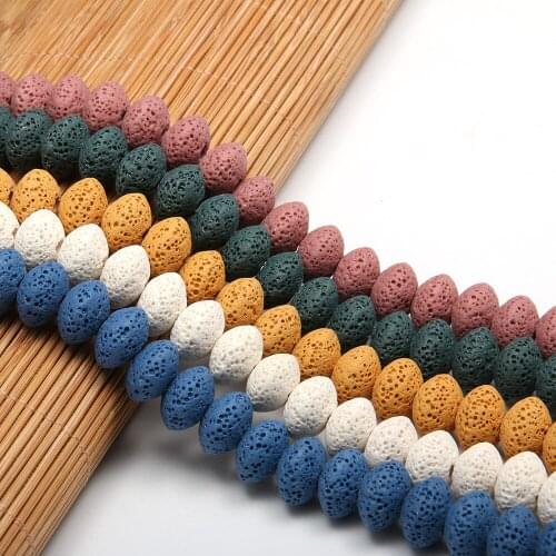 Natural Stone Beads Multicolor Lava Volcanic Stone abacus Loose Beaded For jewelry making DIY necklace bracelet accessories