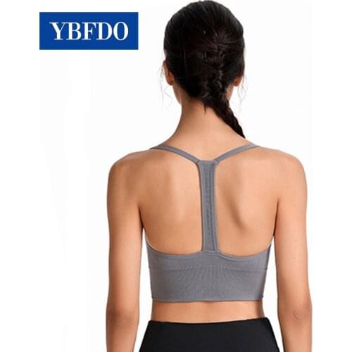 YBFDO Women Thin Strap Seamless Sports Bra Top Fitness Running Gym Athletic Workout Shockproof Racerback Yoga Bra Padded Top