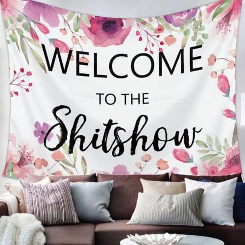 Text Purple Flower Watercolor Tapestry Wall Hanging Living Room Decor Wall Hanging Tapestry Yoga Mat Home Decor Art