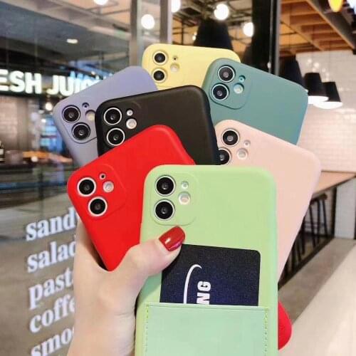 10pcs/lot Silicon Card Pocket Phone Case For iPhone12 11 XSMAX 78PLUS SE2020 XR 6S Full Cover Skinny Shell Phone Protection
