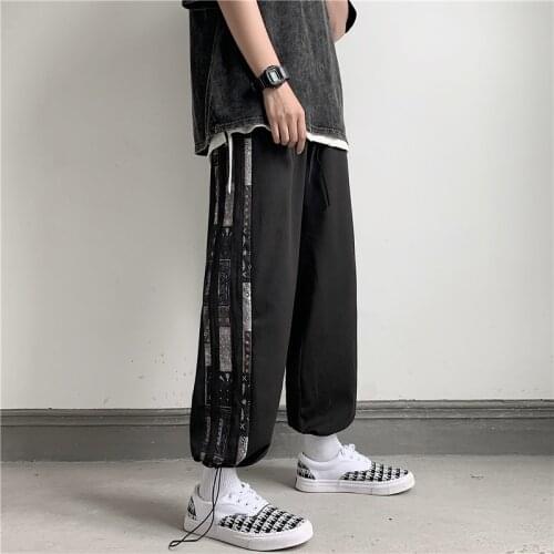 Korobov Korean Women Loose Casual Wide Leg Pants Vintage Streetwear Hit Color Patchwork Joggers 2021 New Japanese Sweatpants
