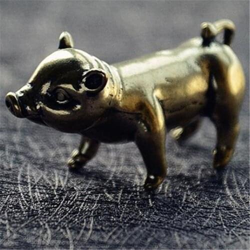 Fashion Casting Metal Pig Retro Ornaments Gifts 3D Figurine Mini Animal Collect Home Office Room Desktop Decoration Sculpture