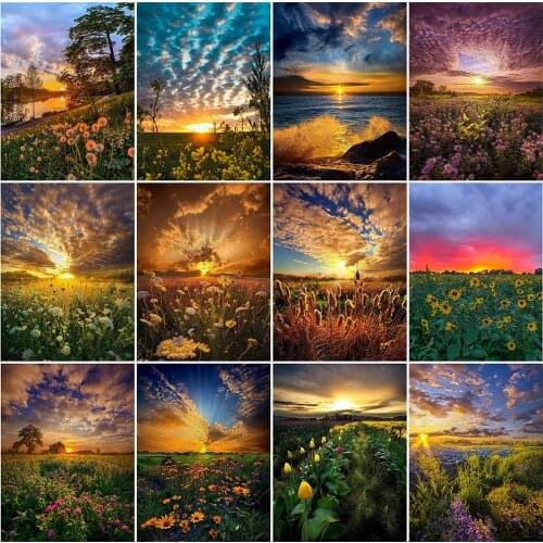 MomoArt 5D Diamond Painting Sunset Picture Of Rhinestones Diamond Embroidery Landscape Cross Stitch Mosaic Needlework Handicraft