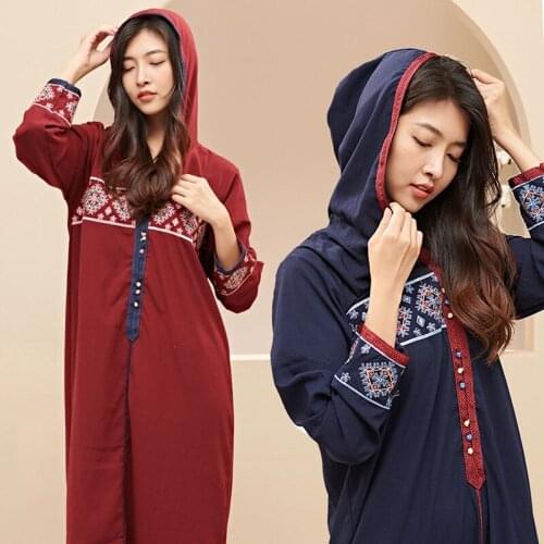 Muslim Fashion Dress for Women Long Sleeve Loose Hoodie Elegant Embroidery Islam Clothing Kaftan Moroccan Dubai Abaya Turkey