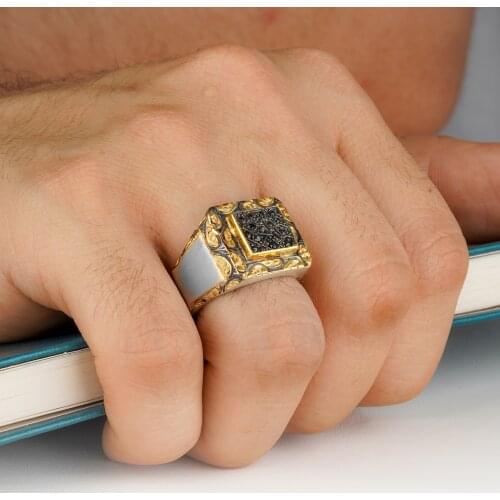 Gold Plated 925 sterling silver rings jewelry for Men / women Trendy Cocktail 2021 Ring Mini Zircon Stone round Real Solid Gift