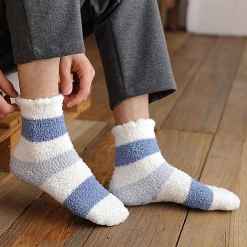 Men Winter Fleece Thermal Carpet Extra Thick Slippers Socks Room Socks Adult Non-slip Comfortable Sock Slipper Home Shoes