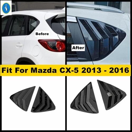 Plastic Black / Carbon Fiber Look Rear Quarter Window Louvers Spoiler Panel Cover Trim For Mazda CX5 CX-5 2013 2014 2015 2016