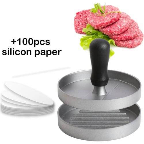 Round Shape Hamburger Press Aluminum Alloy + ABS Hamburger Meat Beef Grill Burger Press Patty Maker Mold Kitchen Meat Tools