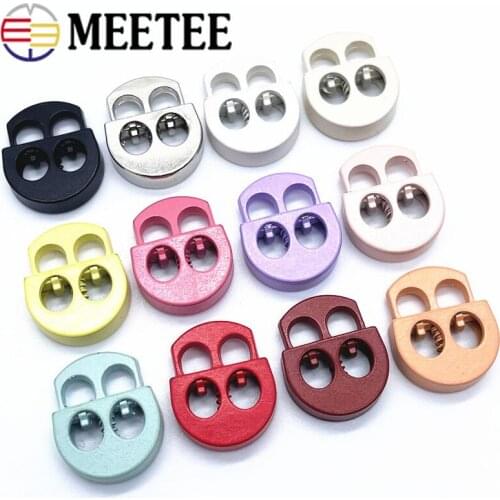 10Pcs 5mm Metal Stopper Buckle Color Double Hole Spring Clasp Hat Cord Lock Belt Elastic Adjustment Snap Button Fixed Rope Bell