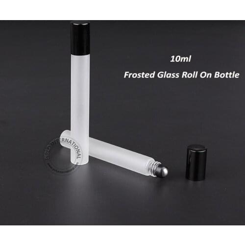 50pcs/LOT Promotion 10ml Empty Roll on Bottle Essential Oils Frosted Glass Perfume Container Refillable Packaging