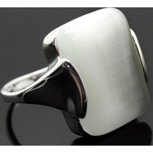 RARE FACED WHITE OPAL 925 STERLING SILVER RING SIZE 6/7/8/9