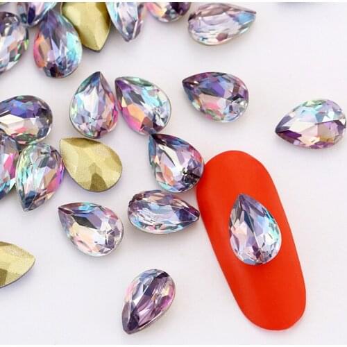 Blue Color Drop Shape Rhinestones Crystal Pointback Glass Crystals Nail Art Decoration DIY Rhinestones Small Size