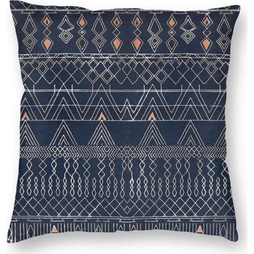 Indigo Blue Oriental Moroccan Style Pillow Cover Decoration Boho Cushions Throw Pillow for Living Room Double-sided Printing