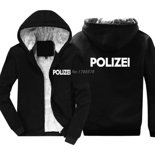 Fashion Thicken Hoodie Polizei German Police Shirt Print Front & Back Mens Sweatshirt Hip Hop Jacket Tops Harajuku Streetwear