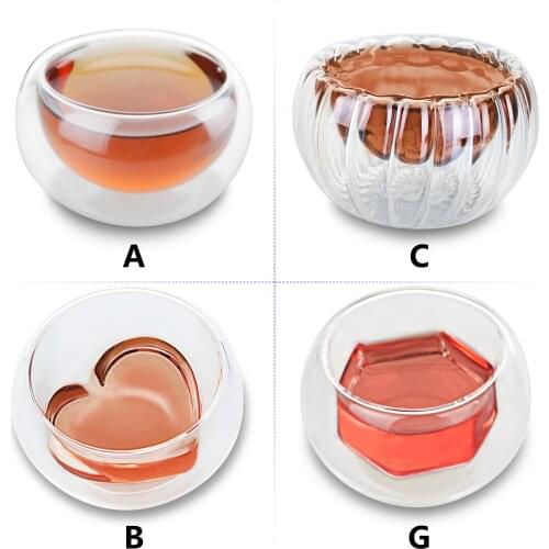 Kinds Clear Glass Handmade Heat Resistant Double Wall Glass Mini Kungfu Tea Cups