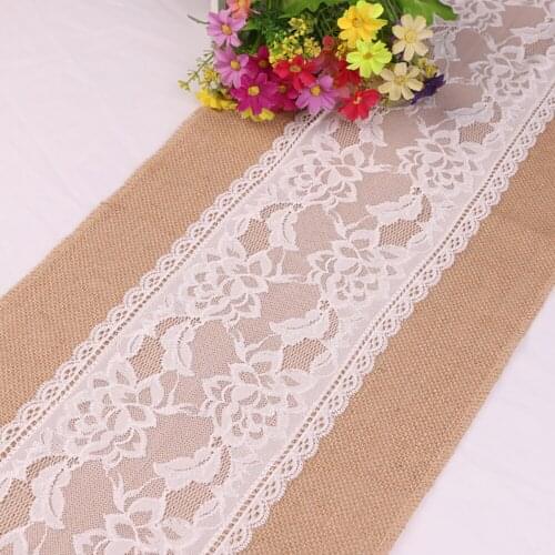 Vintage Natural Burlap Linen Jute Table Runners Christmas Party Craft Wedding Decoration Restaurant Table Table Runners 30*275cm