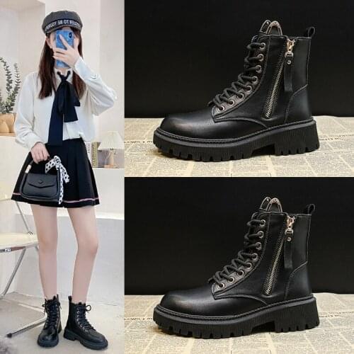 Four seasons trend ladies high-top shoes Martin boots tooling mechanical boots motorcycle boots Zhixun tide shoes