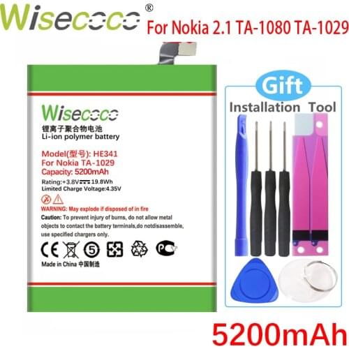 WISECOCO 5200mAh HE341 Battery For Nokia 2.1 TA-1080 TA-1029 Mobile Phone In Stock High Quality Battery+Tracking Number