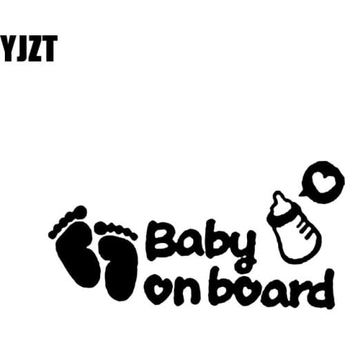 YJZT 11.5cm*5.9cm Baby On Board Footprint Vinyl Car Sticker Decal Decoration Safe Sign Black Silver C10-00687