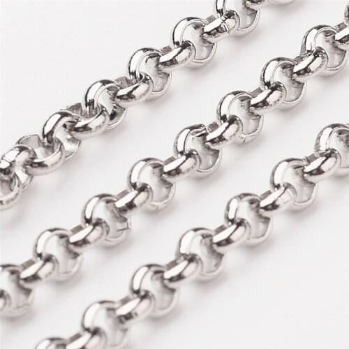 10m Soldered 304 Stainless Steel Rolo Chains for Jewelry Making DIY Bracelet neckalce Accessories Findigns 2.5/3/4/5/6mm