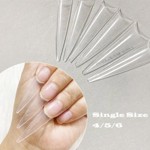 100pcs/pack Extra Long Point Stiletto False Nail Tips Acrylic Gel Salon Half Cover Single Size Refill Tip