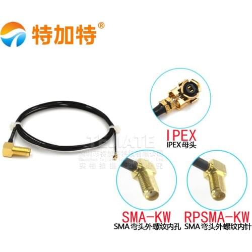 2PCS TEJIATE IPEX Female Header To SMA Bent Header Outer Screw Inner Hole/Pin WiFi GSM 3G GPS Module Cable 1.13 Wire 0.05~2M