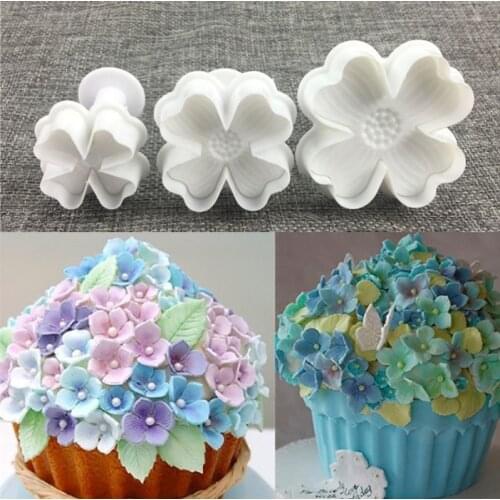 20F# 3pcs/set Home DIY Bakeware Flower Plunger Cutter Molds Embossed Stamp For Fondant Cake Cookie
