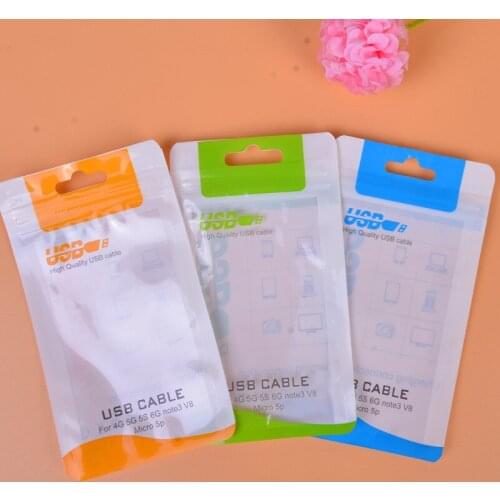 3000Pcs/Lot 10*15cm Colorful Plastic Zipper Retail Packaging Bag For USB CABLE Cord Poly PP bag Package Bags For Data Line
