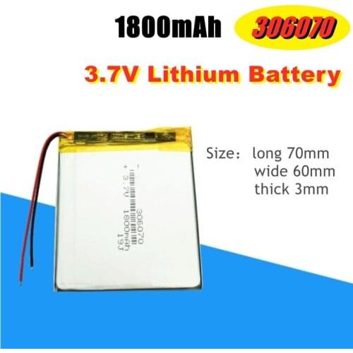 306070 3.7V 1800mAh Rechargeable li Polymer Battery For PSP PDA GPS DVR E-Book Tablet PC Power Bank