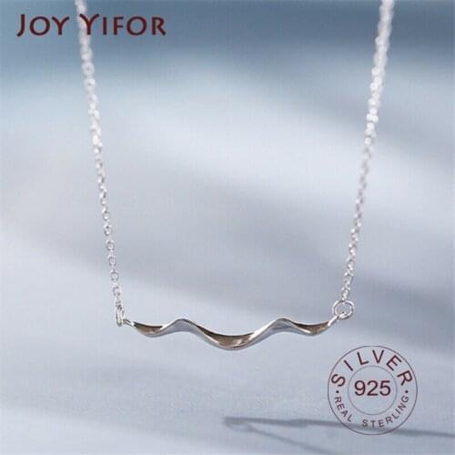 925 sterling silver Chain Necklace Simple Coastline Wave Silver Plated Necklace Korean Style Woman Boho Necklace Ladies Jewelry