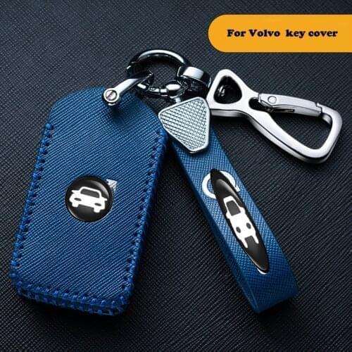 For Volvo XC40 2017 - 2020 V70 XC70 2000 2002 2003 XCV 70 Genuine Leather Key Case Bag Shell Cover Cap Protector Car Accessories