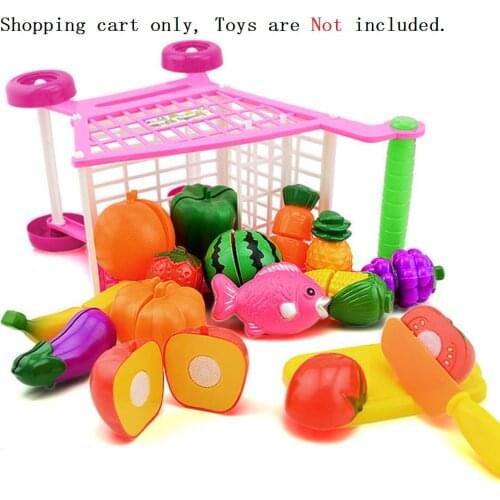 Baby Kid Mini Plastic Simulation Supermarket Fruit Food Handcart Utility Shopping Cart Trolley Storage Stroller Pretend Play Toy