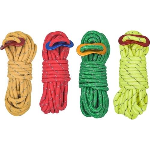 Reflective Tent Ropes 4M Paracord High Strength 4mm Length Wind Rope with Buckle Outdoor Camping Windproof Accessories