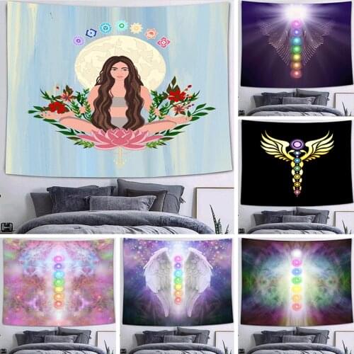 Indian Seven Chakra Wall Tapestry Psychedelic 3D Printing Home Decor Background Bedroom Living Room Wall Hanging Boho Home Decor