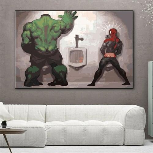 Marvel The Avengers Draw Hulk Thor Handpaint Oil Canvas Painting Wall Art Posters and Prints Wall Art Pictures for Living Room