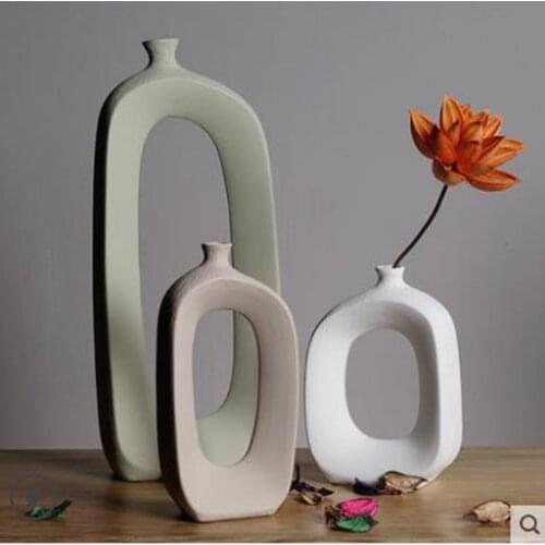 Ceramic dried flower vase floral fashion, home living room dining table office decoration ornaments, porcelain crafts