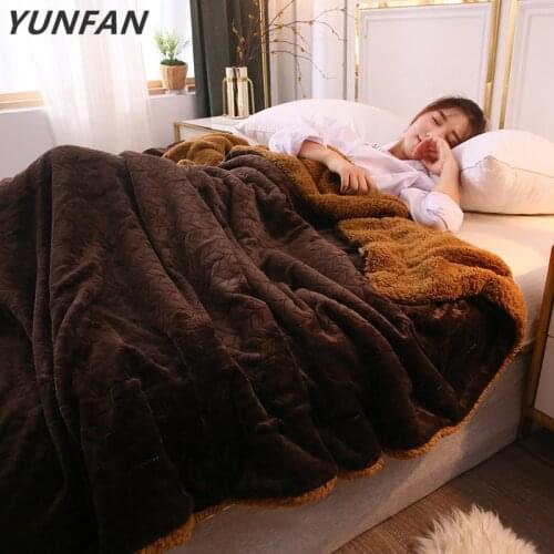 Brown fleece blankets and throws Adult Thick Warm winter Blankets Home Super Soft duvet luxury Blankets On Bed Christmas gifts